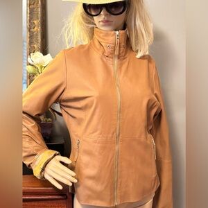 Bod & Christiansen Tan Leather Jacket for Women